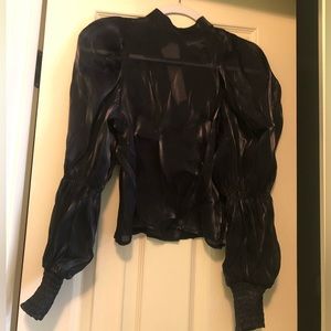 Top shop black puff sleeve top